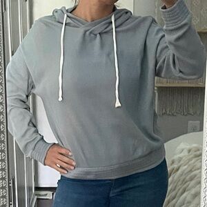 New PACT Organic Cotton Light Waffle Sweater Hoodie in Blue